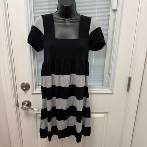 Black and Gray Striped Mini Dress